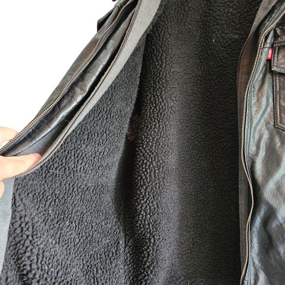 Levi's Faux Leather Trucker with Jersey Hood and Fleece Lining XL - Picture 4 of 6